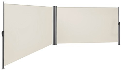SONGMICS 1,8 x 6 m, Alto x Largo, Toldo Lateral para Balcón, Patio, Terraza y Jardín, Montaje en el Suelo, Protección de Privacidad, Persiana Lateral, Beige GSA360E