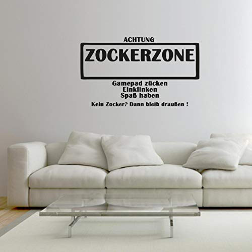 Wandtattoo Wandaufklebers Türaufkleber Zockerzone alle Wanddeko Wohnzimmer | Selbstklebende Vinylfolie für Tapete Raufaser Feinputz Möbel Glas Türen und glatte Wände Größe 30 x 18 cm konturgeschnitten