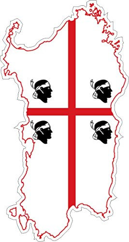 Auto Adesivo-Adesivo in Vinile, Motivo: Bandiera della Mappa Sardegna Sardegna