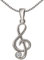 CLEVER SCHMUCK Mädchen Halskette Anhänger kleiner Notenschlüssel 20 x 8 mm mit einem Zirkonia & Kette Venezia 42 cm Sterling Silber 925 in Geschenkfaltbox