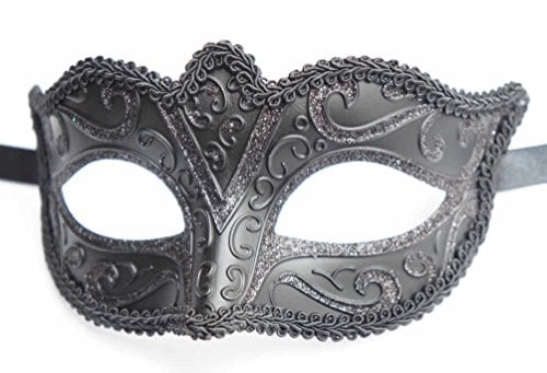 Danzetta - Schwarze Maske für Damen Augenmaske Glitter Venezianischer Stil DN7331