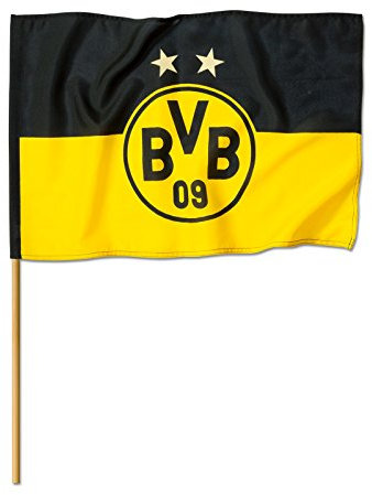 BVB 14134000 Stockfahne mit Logo, Schwarz/Gelb, 60 x 80 x 1 cm