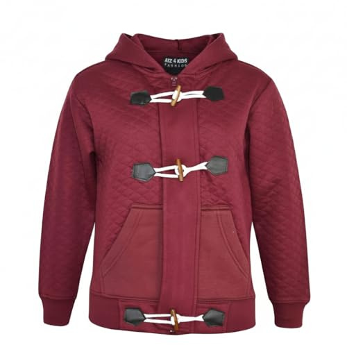 A2Z 4 Kids Girls Boys Duffel Hoodie Quilted Fleece Coat - Duffel Hoodie Quilted Wine 13