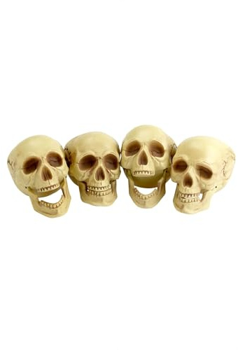 Smiffys Totenköpfe, Natur, 4 Teile, 16 cm groß Halloween und Karneval