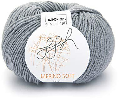 ggh Merino Soft - 100% Schurwolle (Merinowolle - Superwash) - 170m/50g Wolle zum Stricken/Farbe 126 - Mittelgrau