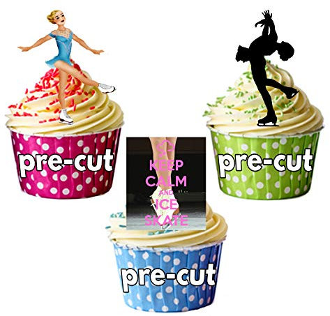 AK Giftshop Eislaufen Pack Kuchen Dekorationen – 36 Essbar Stand-up Cupcake Topper
