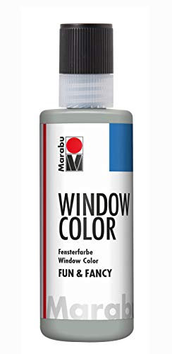 Marabu 04060004082 - Window Color fun & fancy, Konturenfarbe silber 80 ml, auf Wasserbasis, ablösbar auf glatten Flächen wie Glas, Spiegel, Fliesen und Folie