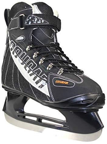 American Athletic Cougar Softboot Ice Hockey Skates for Men - Foam-Lined Ice Skates with Reinforced Ankle Support, Quick Lacing System, Stainless Steel Blade - Recreational Indoor & Outdoor Use (10)