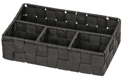 WENKO Organizer Adria Klein Schwarz 4 Fächer - 4 Fächer, Polypropylen, 26 x 6.5 x 17 cm, Schwarz