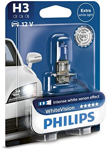 Philips WhiteVision Xenon-Effekt H3 Scheinwerferlampe 12336WHVB1, Einzelblister, Single blister