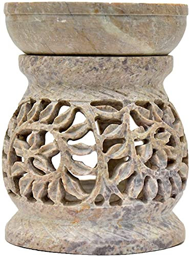 Artist Haat Duftlampe 11cm Pflanzenranke Schlingpflanze bauchförmig Speckstein Duftstövchen Wohnaccessoires Deko Raumduft