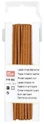 Prym Thonging Schnur/Tape, Nachahmung Wildleder Leder, Camel, 3 mm, 3 m