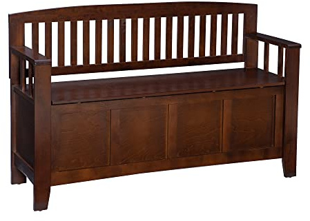 Linon Home Dcor Linon Home Decor Cynthia Storage Bench, 50w x 17.25d x 32h, Walnut