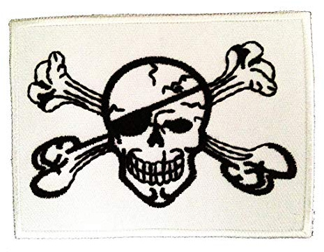 Catch the Patch Pirat Totenkopf - (Größe: 8,2 x 6,2 cm) – Stickpatch – Ideal für Kutte, Rockerjacke, Jeansweste, Kleidung & Accessoires – Robuster Patch für Erwachsene