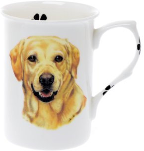 (BB39) SINGLE BONE CHINA BEAKER/ MUG/CUP Labrador Golden/ Yellow dog KIRSTY JAYNE CHINA