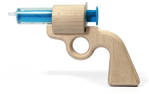 1 Stück Aqua Joe - die Wasserpistole aus Holz, Nachhaltig, Reparierbar, großer Spaß, Cowboy, (1, blau)
