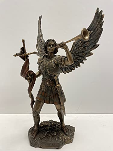 Unbekannt Archangel St. Gabriel Messenger of God with Horn Bronze Statue Figurine
