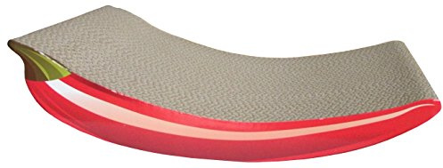 Agrobiothers Aime Kratzbrett für Katzen, wendbar, Lange Lebensdauer, Maße: 40 x 22 x 9 cm, 100% recycelt, in Form von Chili.