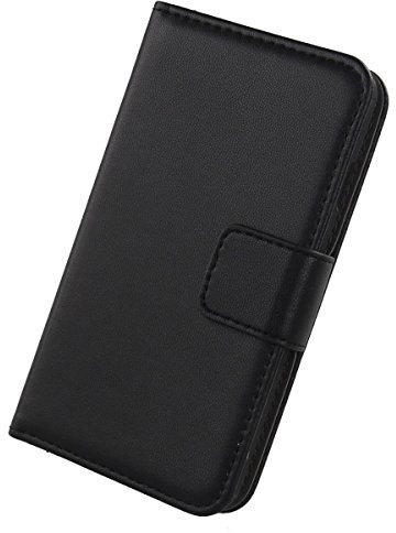 Gukas Design Echt Leder Tasche Für Timmy M12 5.5 Hülle Handy Flip Brieftasche mit Kartenfächer Schutz Protektiv Genuine Premium Case Cover Etui Skin Shell (Schwarz)