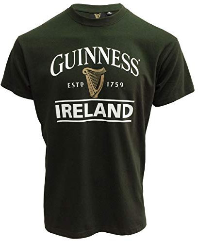 Guinness Flaschengrünes T-Shirt mit Ireland EST. 1759-Design und Goldener Harfe