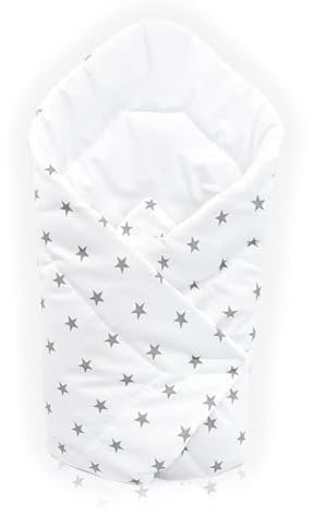 Baby Swaddle Wrap Infant Bedding Blanket/Cotton Newborn Duvet Quilt Envelope 0 to 3 Months (Grey stars on white background)