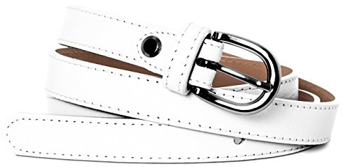 Caspar GU273 schmaler Damen Leder Gürtel Taillengürtel, Gürtelgröße:85, Farbe:weiß