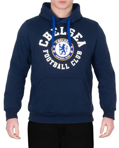 Chelsea FC - Herren Fleece-Hoody mit Grafik-Print - Offizielles Merchandise - Geschenk für Fußballfans - Blau - Marineblau - M