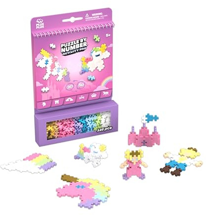 PLUS PLUS Travel Toys - Building Blocks Puzzle Play, Ideal Train, Car, or Plane Activities for Kids, 12 Pages with 125 Pieces in Attached Storage, Girls and Boys Toys Age 5 Plus - Fairy Tale