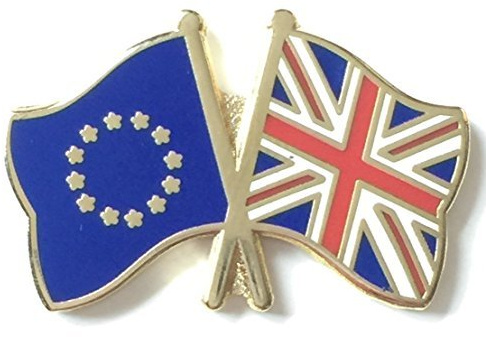UNION JACK & THE EU DOUBLE ENAMEL LAPEL PIN BADGE