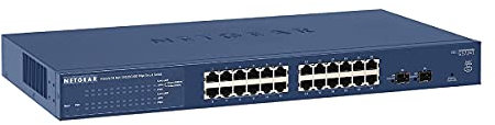 NETGEAR (GS724T) Smart Switch Ethernet 24 Ports RJ45 Gigabit (10/100/1000), Web Manageable Professionnel - switch RJ45 avec 2 Ports SFP 1 Gigabit, Bureau ou en Rack et Protection à Vie ProSafe