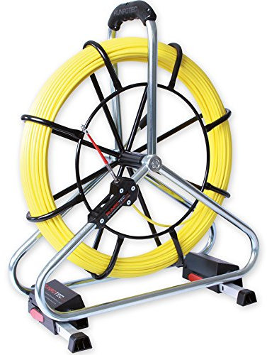 Runpotec Guia Pasacables Profesional de fibra de vidrio Longitud 60 m, diámetro varilla 6 mm, Version Profi-Set con carro metálico. Ref 10063