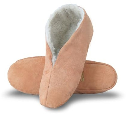 Sonia Originelli Wildleder Hausschuh Schluffi mit warmen Kuschelfell, Farbe: beige, Größe: 41