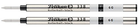 Pelikan 338 Fine Rollerball Refill - Black (Pack of 2)