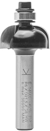 ENT 14668 Hohlkehlfräser HW, Schaft (S) 8 mm, Durchmesser (D) 21,5 mm, NL 9,5 mm, R 6 mm, SL 32 mm, mit Kugellager