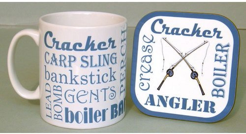 Coarse Fishing Text Mug and Coaster Set