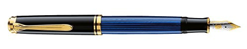 Pelikan 988105 Kolbenfüllhalter Souverän M 600 Bicolor-goldfeder 14-K/585 Federbreite B, 1 Stück, schwarz/blau
