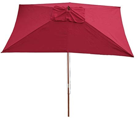 Parasol en bois, parasol de jardin Florida, parasol de marché, rectangulaire 2x3m - bordeaux