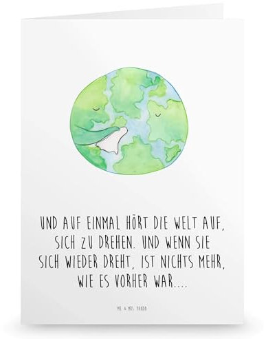 Mr. & Mrs. Panda Klapp Trauerkarte Welt Weinen - Anteilnahmekarte, Neutrale Trauerkarte, Beileid, Beerdigung, Tod, Handgemachte Trauerkarte,