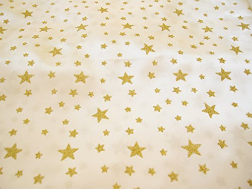 Mc-Stoff SATIN Stoff Glitzer Sternenhimmel weiß Sterne Meterware