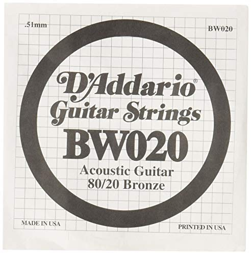 D'Addario .020 Bronze Wound Single String for Acoustic Guitar