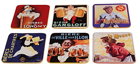 French Classics Lot de 6 Dessous de Verre Motif bières de France