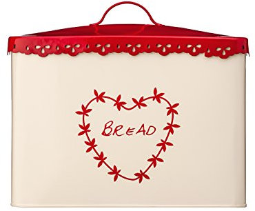 Premier Housewares 507623 Anglaise Bread Bin - Cream/Red H25 x W33 x D18cm