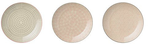 Bloomingville Cécile - Juego de 3 Platos de cerámica (20 cm), Color Rosa y Gris