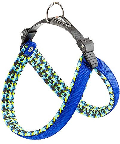 Ferplast Geschirr für mittelgroße Hunde AGILA Fantasy 3 Hundegeschirr mit weicher Polsterung, Schnellverschluss und Befestigungssystem, Brustumfang 42–50 cm. Blau