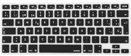 MOSISO EU/UK Keyboard Cover Compatible with MacBook Air 13 inch A1466 A1369 2010-2017&Compatible with MacBook Pro 13/15 inch (with/Without Retina Display, 2015 or Older Version), Black
