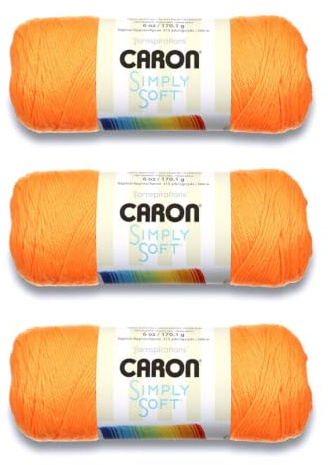 Caron Simply Soft Solids Yarn, Gauge 4 Medium, 100% Acrylic Neon Orange - Machine Wash & Dry
