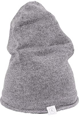 100% Kaschmir Beanie Mütze | Strickmütze für Damen und Jugendliche (Grau)