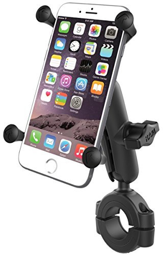 RAM-B-408-112-15-UN10 RAM® Torque™ 1 1/8 - 1 1/2 Diameter Handlebar/Rail Base with 1 Ball, Standard Arm and X-Grip® for Larger Phones