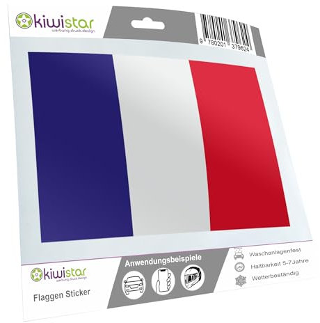 Kiwistar - Autoaufkleber Sticker Fahne Flagge Aufkleber 10cm Frankreich Flagge Länder Wappen Fahne Sticker Kennzeichen - Auto - Fahrrad - LKW