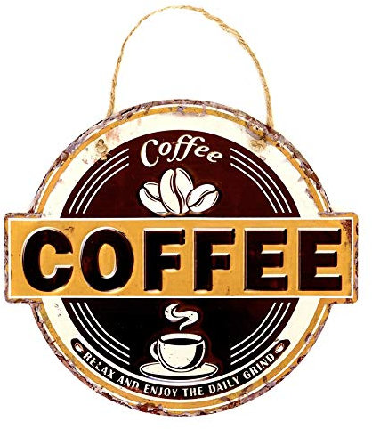 DiiliHiiri Cartel Café de Chapa Placa Retro Letrero Estilo Vintage Metal para Decoración Hogar - Coffee Coffee